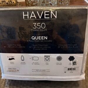 Haven 350 Thread Count Queen Sheet Set -4 Piece Grey
